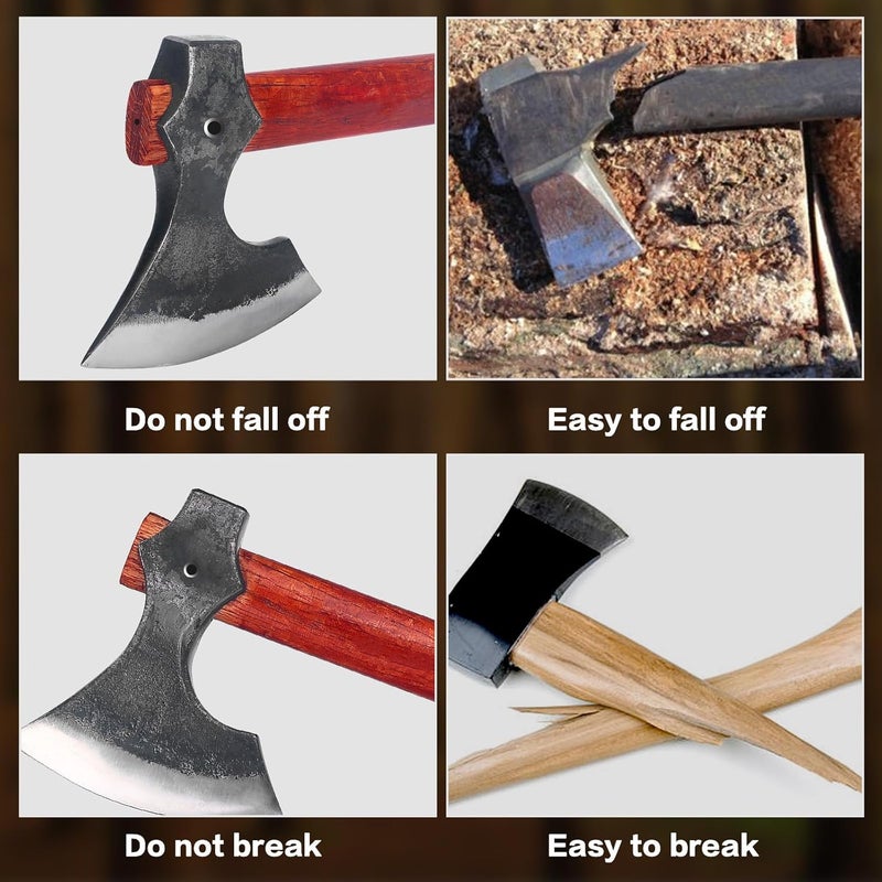 LUIOUS 16" Throwing Axe Set with Beech Wood Handle, Professional Throwing Hatchet Set of Two, Viking Style Throwing Tomahawks with Steel Wedge for Adults' Competition and Outdoor Recreation, Red - Image 5